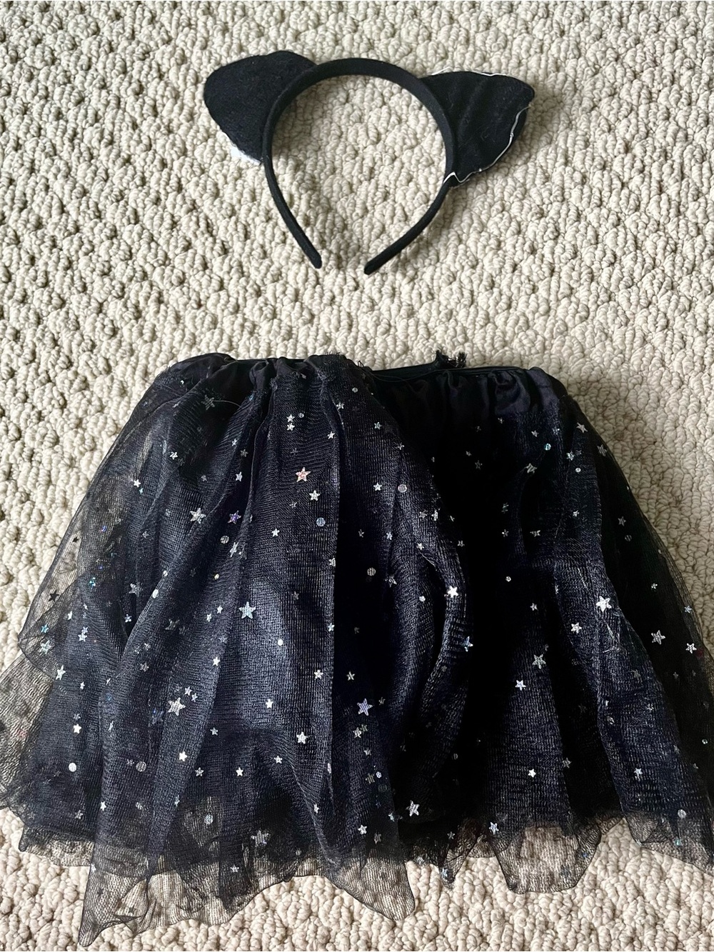Black Star Tulle Skirt and Cat Ear Headband Kids Costume